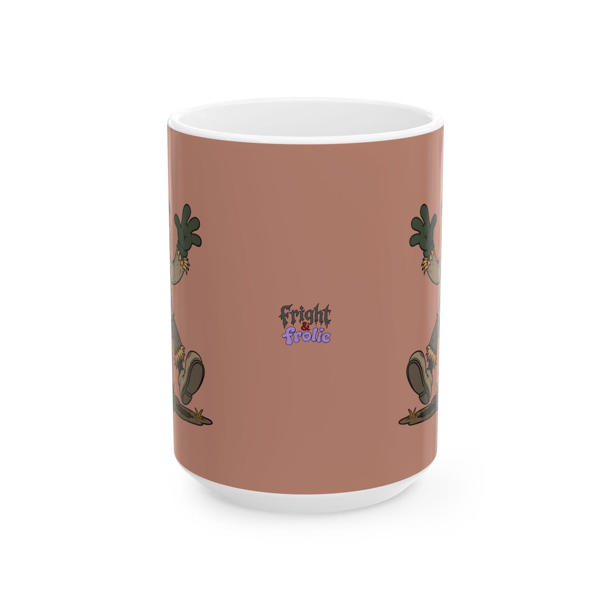 Pumpkin Head Scarecrow Ceramic Mug — Retro Scarecrow Coffee Cup (11oz & 15oz)