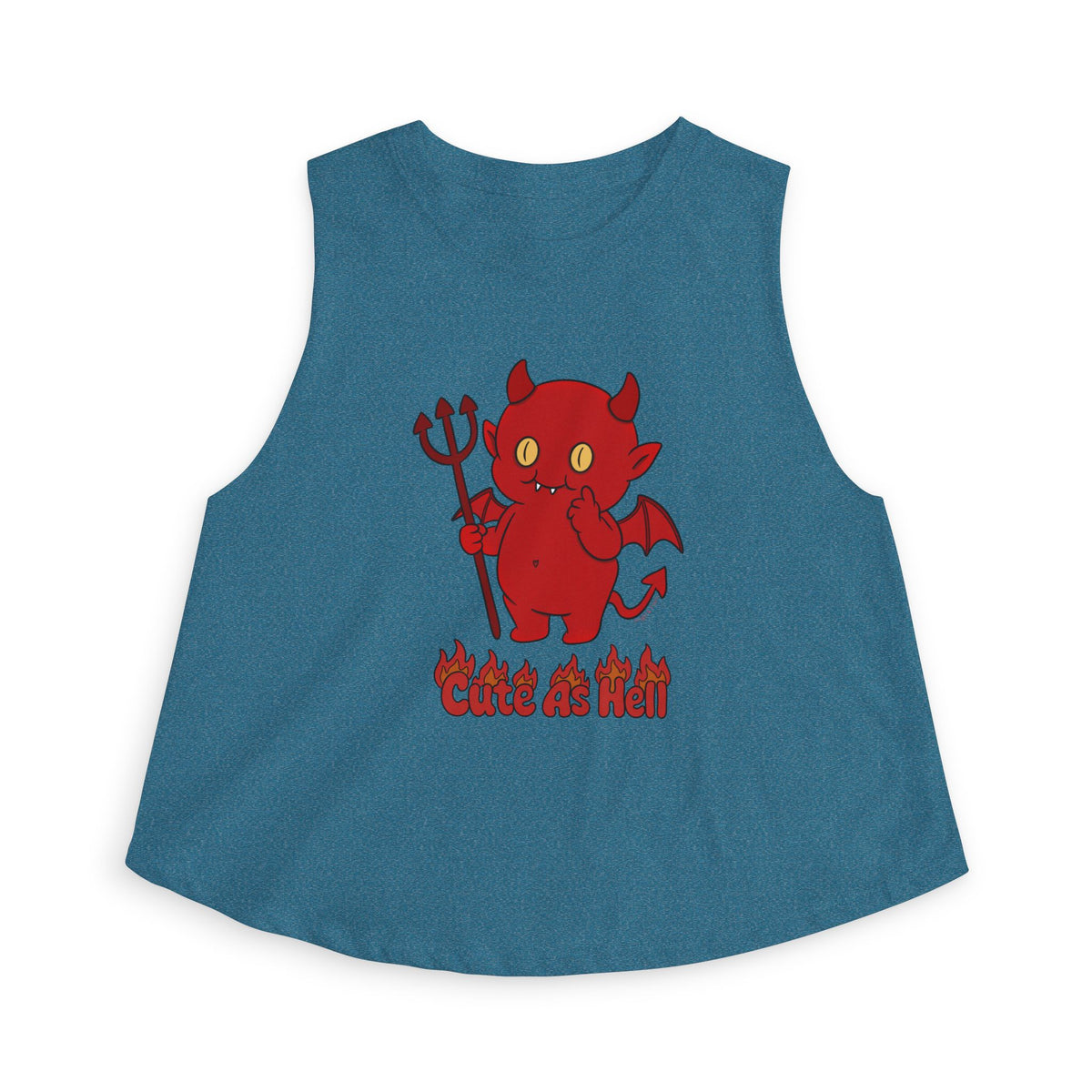 "Cute As Hell" Crop Top - Red Devil Graphic Top