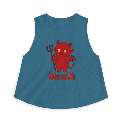 "Cute As Hell" Crop Top - Red Devil Graphic Top