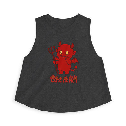 "Cute As Hell" Crop Top - Red Devil Graphic Top