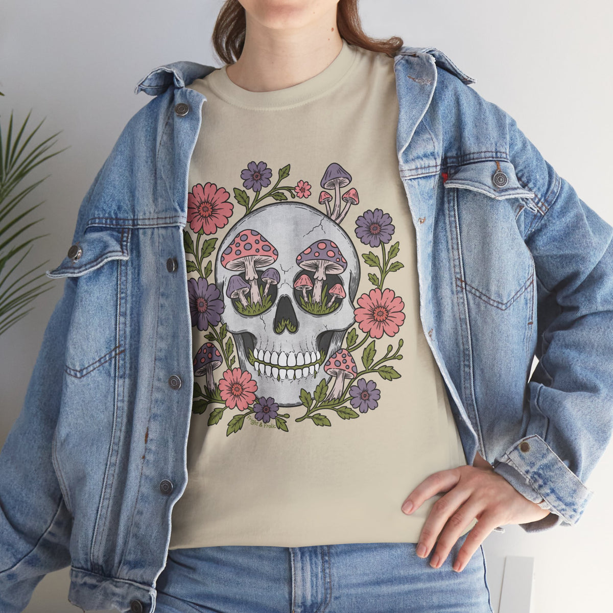 Floral Fungi Skull - Unisex T-Shirt