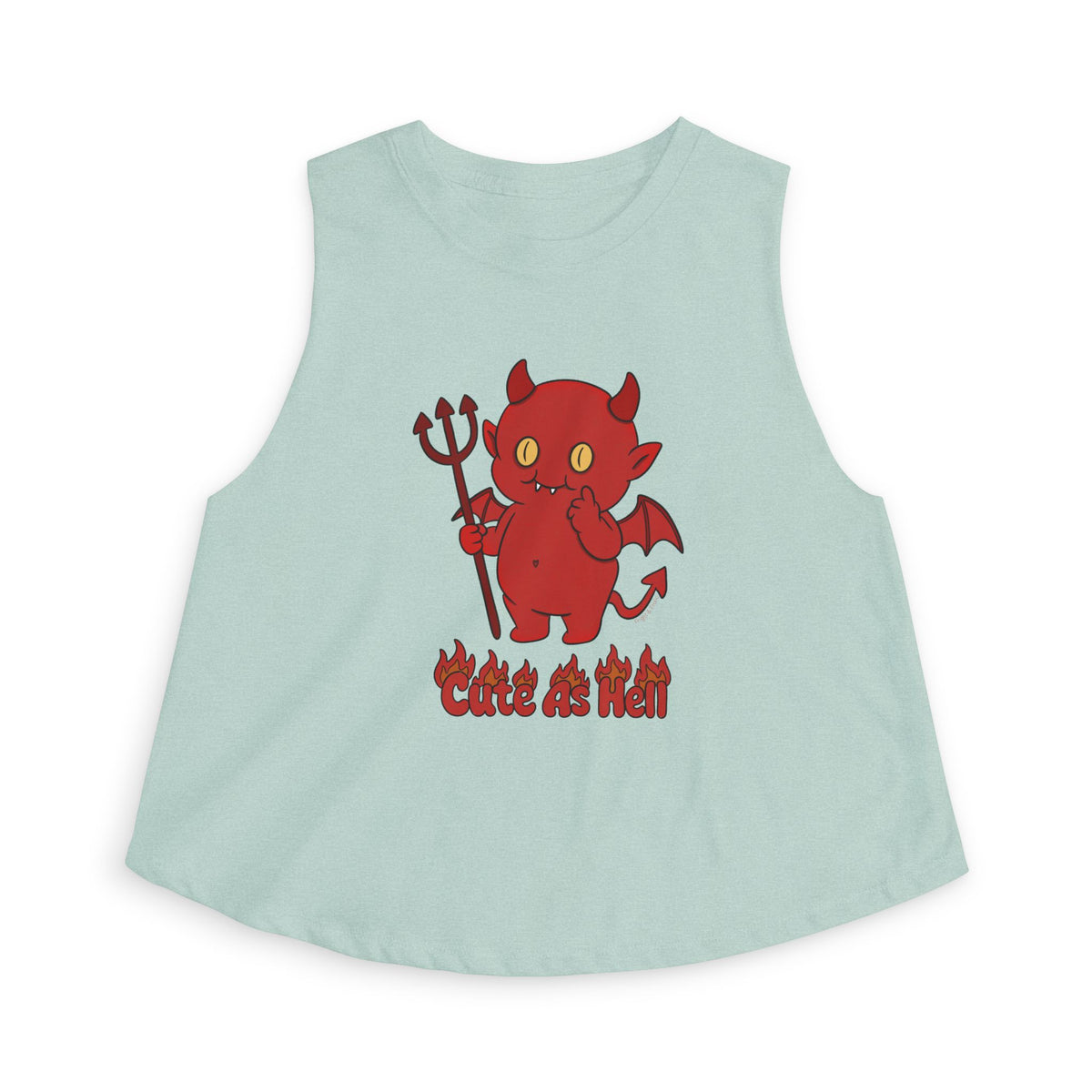 "Cute As Hell" Crop Top - Red Devil Graphic Top