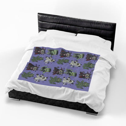 Monster Movie Cats - Plush Velveteen Blanket