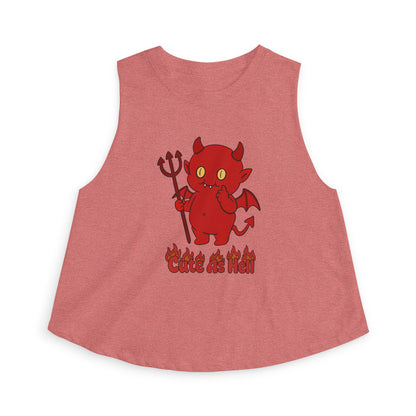 "Cute As Hell" Crop Top - Red Devil Graphic Top