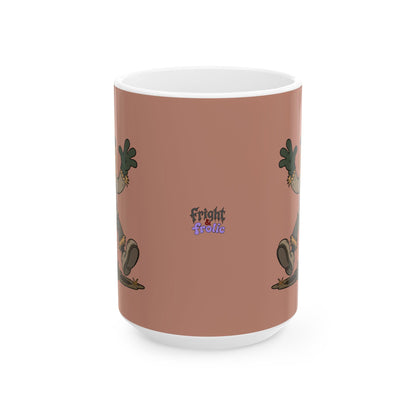 Pumpkin Head Scarecrow Ceramic Mug — Retro Scarecrow Coffee Cup (11oz & 15oz)