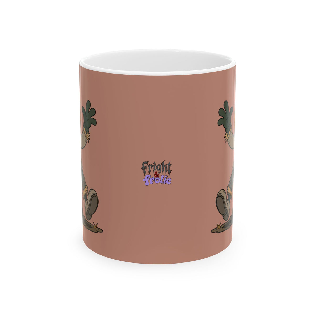 Pumpkin Head Scarecrow Ceramic Mug — Retro Scarecrow Coffee Cup (11oz & 15oz)