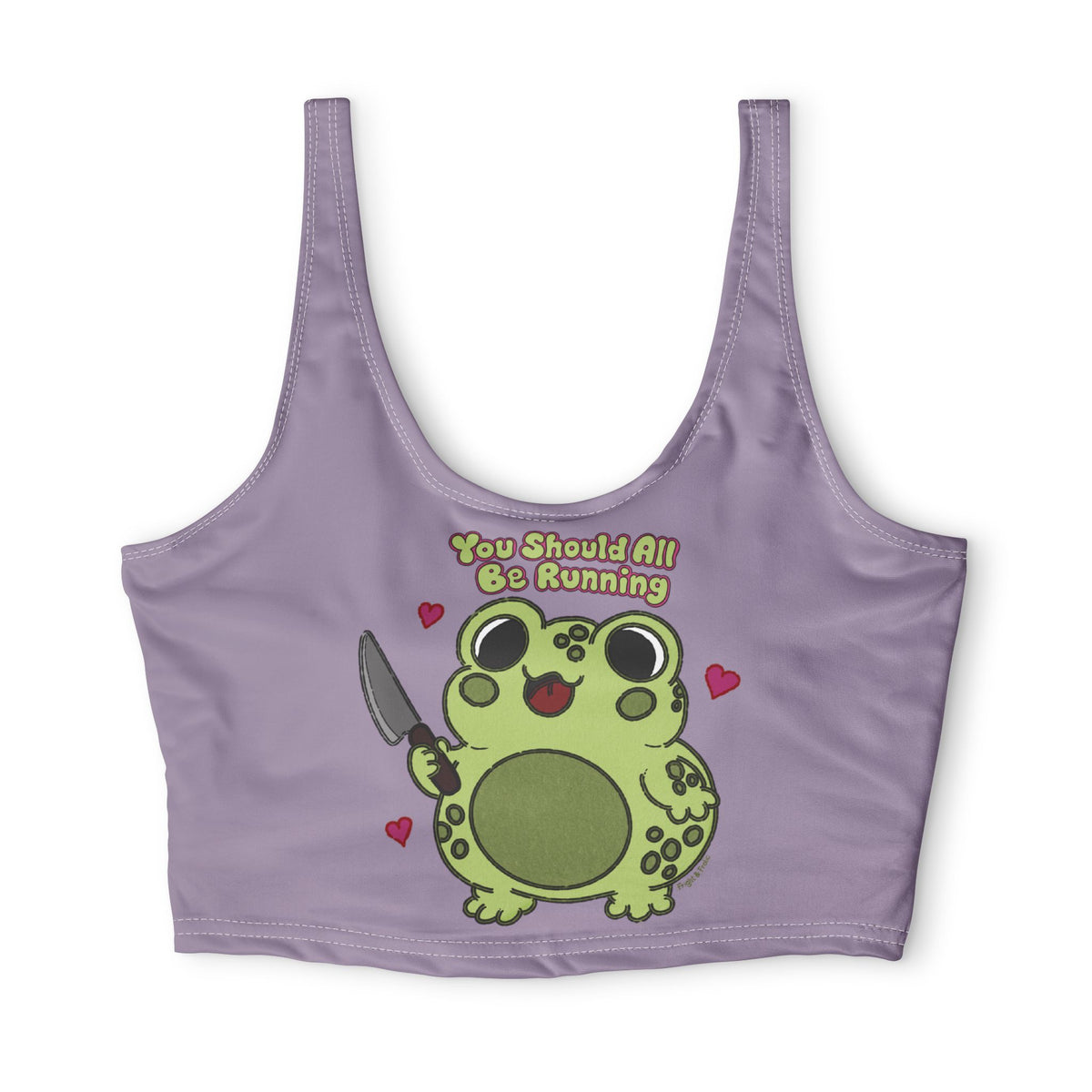 Sports Bra — Cute Frog 'You Should All Be Running' Graphic Workout Top