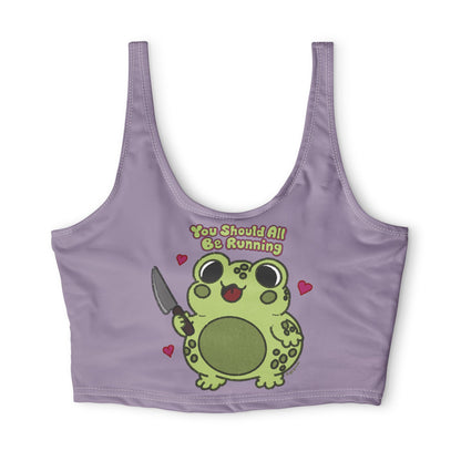 Sports Bra — Cute Frog 'You Should All Be Running' Graphic Workout Top